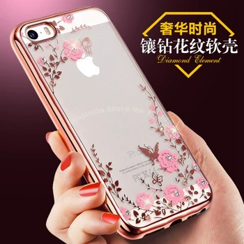 

10pcs Newest Fashion Luxury Secret Garden Flower Diamond Bling Soft TPU Back Case Cover For Apple iPhone 7 6 6s plus 5S 5 SE