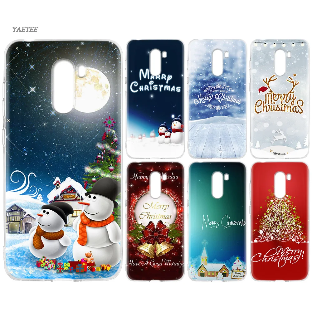 

YAETEE Merry Christmas happy new year Silicone Case for Xiaomi Pocophone f1 Mi A2 Lite A1 Redmi Note 4X 5 5A 6 Pro S2 Plus