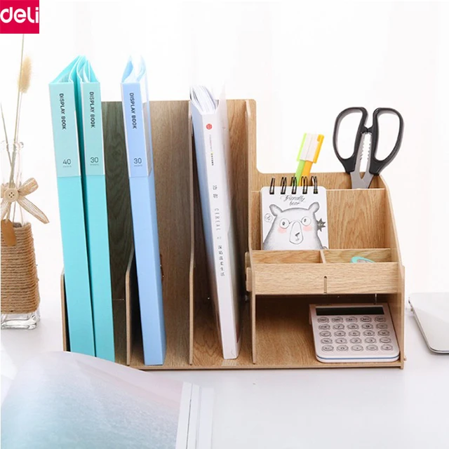 Deli Desk Set Wooden File Tray Office Organizer Pen Deli Desk Set Wooden File Tray Office Organizer Pen Holder School Stationery Supply