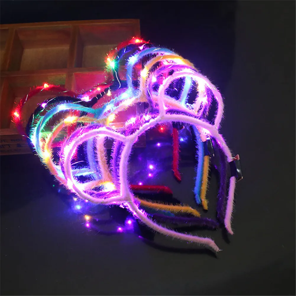 Светодиодный повязки на голову вечерние светильник мигающий праздничная одежда для волос светящиеся вечерние подарки на Рождество