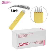 100PCS U-shape 12 pins Micro Needles Permanent Makeup Eyebrow Tatoo Blade Microblading Needles