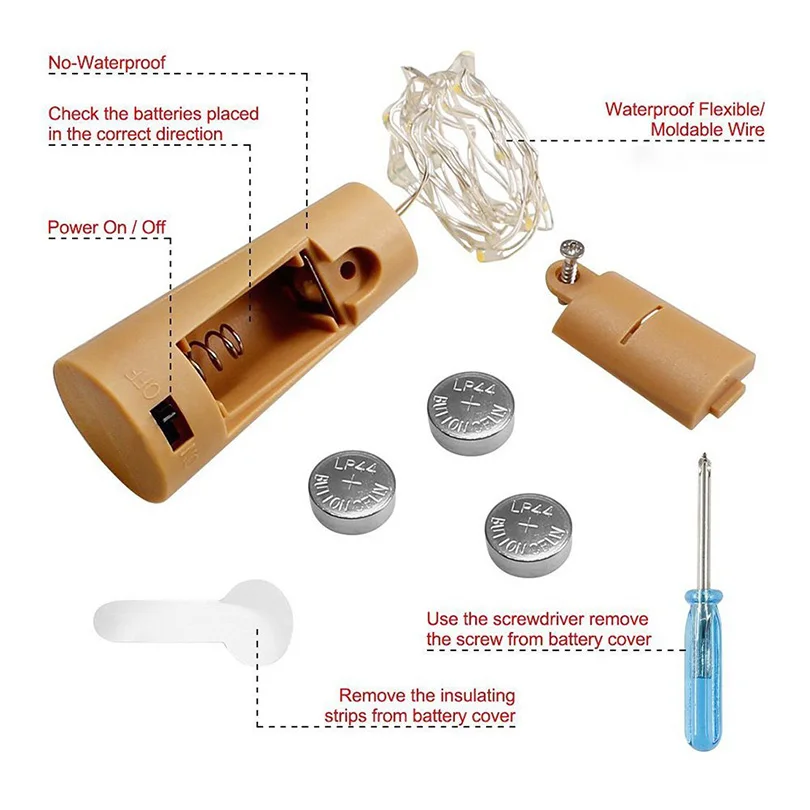 10Pcs/lot Wine Bottle Lights 75CM 1M 2M LED Cork Shaped Starry String Lights Christmas Valentines Wedding Party Decoration light