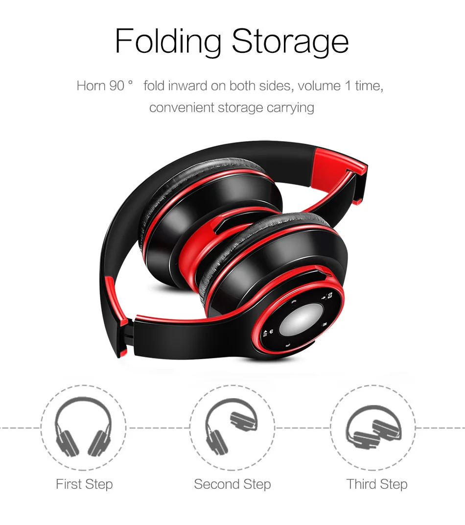 Free Shipping Colorful Stereo Audio Mp3 Bluetooth Headset Wireless Headphones Earphone Support SD Card with Mic Play 20 Hours