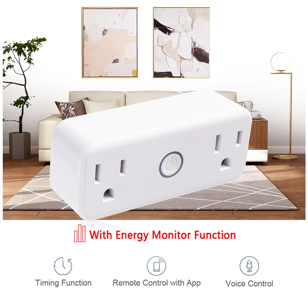 Universal WiFi Smart US Plug Socket Dual Outlet Switch Works with