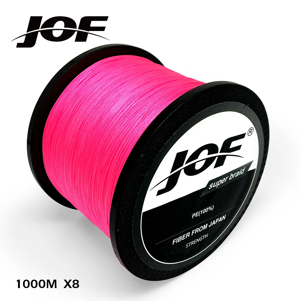 JOF PE الوردي خيط مجدول للصيد 8 السواحل 100 متر 150 متر 300 متر 500 متر 1000 متر البحر الصيد نسج سوبر قوي المواضيع