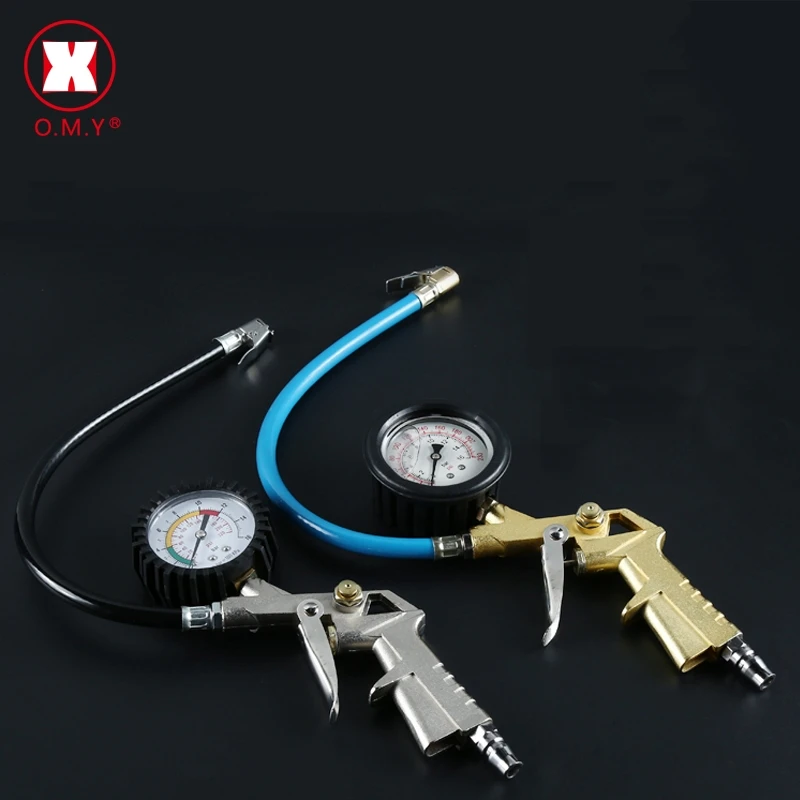 

Car Tire Air Pressure Gauge Dial Meter Vehicle Inflation Gun Self-locking Pistol Grip Trigger Inflator Flexible Hose Manometer