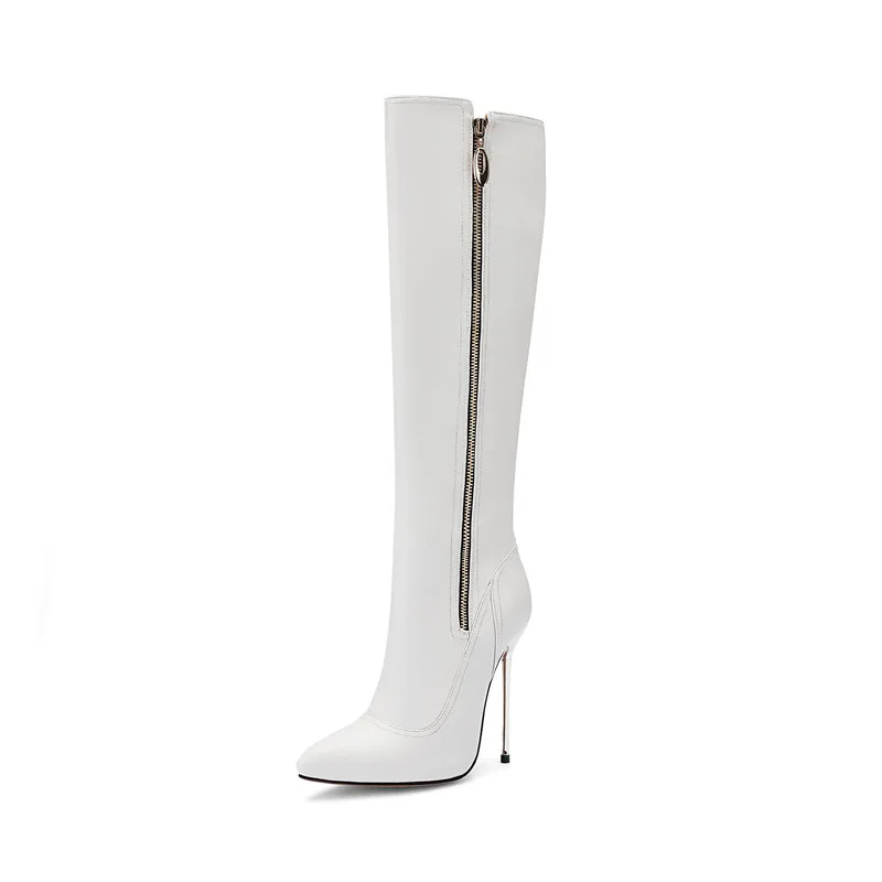 ASUMER/ женские ботинки больших размеров осенне-зимние ботинки на молнии с острым носком обувь для выпускного на очень высоком тонком каблуке женские сапоги до колена