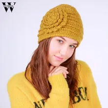 Теплая зимняя женская шапка с цветочным принтом, вязаные шапки бини, однотонные шапки gorros mujer invierno