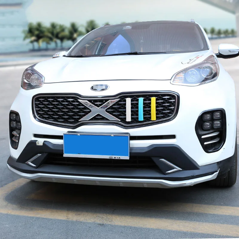 ABS Три цвета передний бампер решетка отделка полоски наклейки 3 шт. для Kia Sportage 1,6 T - Цвет: D style