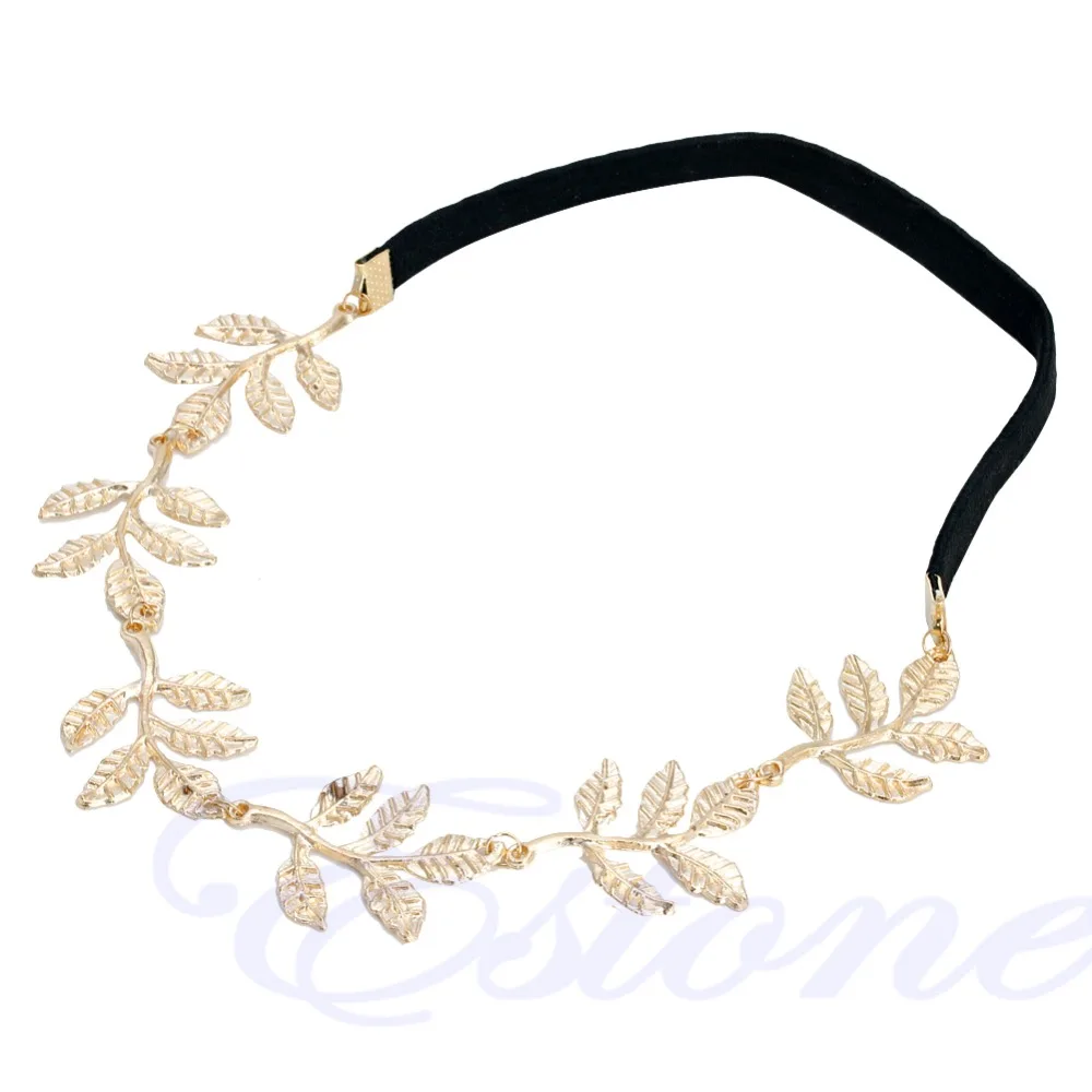 

Fashion New Hot Women Girls Greek Goddess Peace Angel Golden Olive Leaves Elastic Hair Band Headband Vintage
