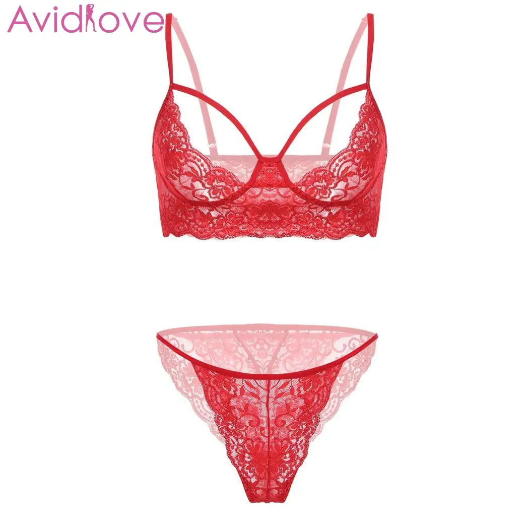Avidlove Women Sexy Lingerie Set Sex Shop Transparent Bikini Exotic Bodysuit 2 Bra Sheer Cup Open Lace Briefs Avidlove Women Sexy Lingerie Set Sex Shop Transparent Bikini Exotic Bodysuit 2 Bra Sheer Cup Open Lace Briefs