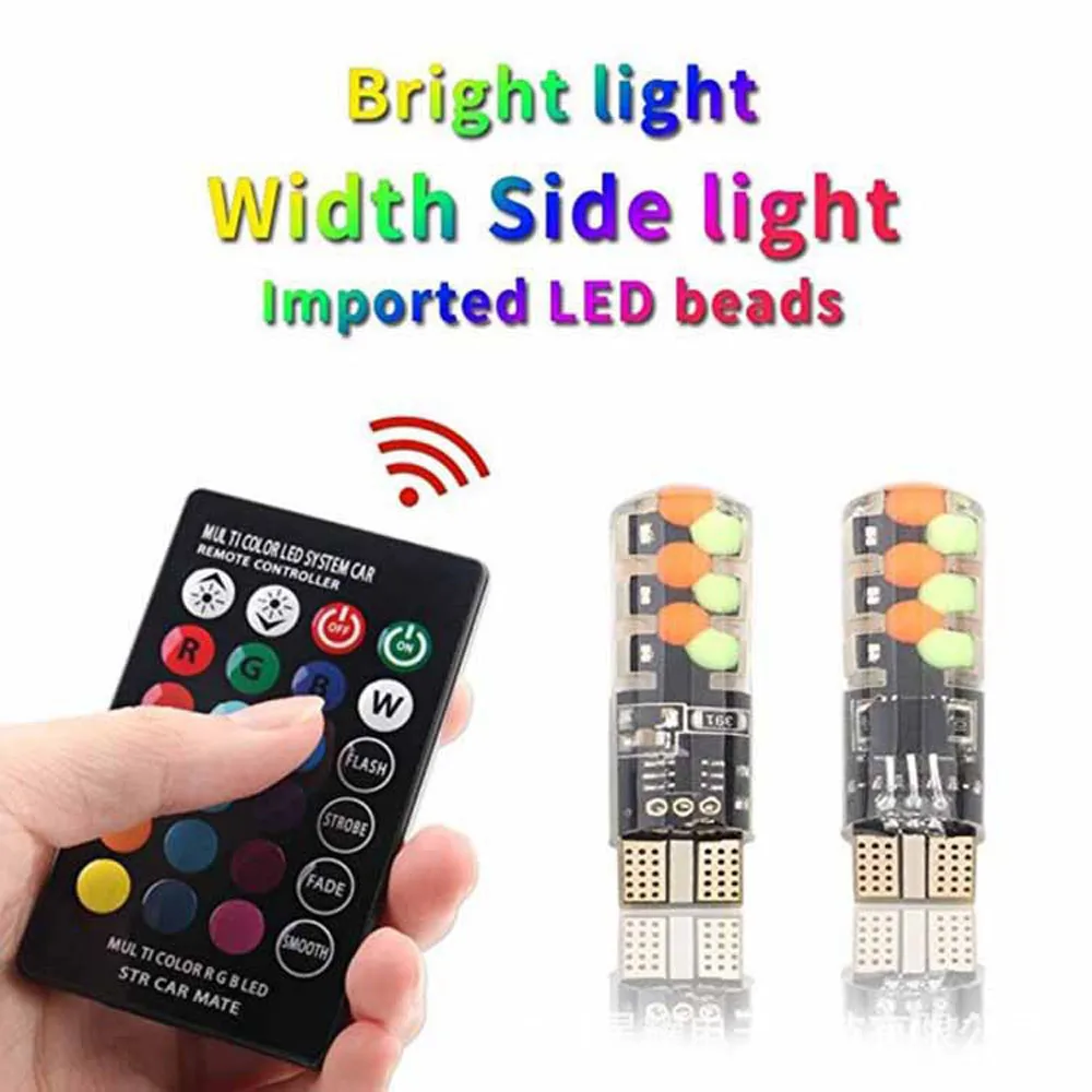 2 компл./лот T10 12SMD COB светодиодный RGB многоцветный внутренний боковой свет