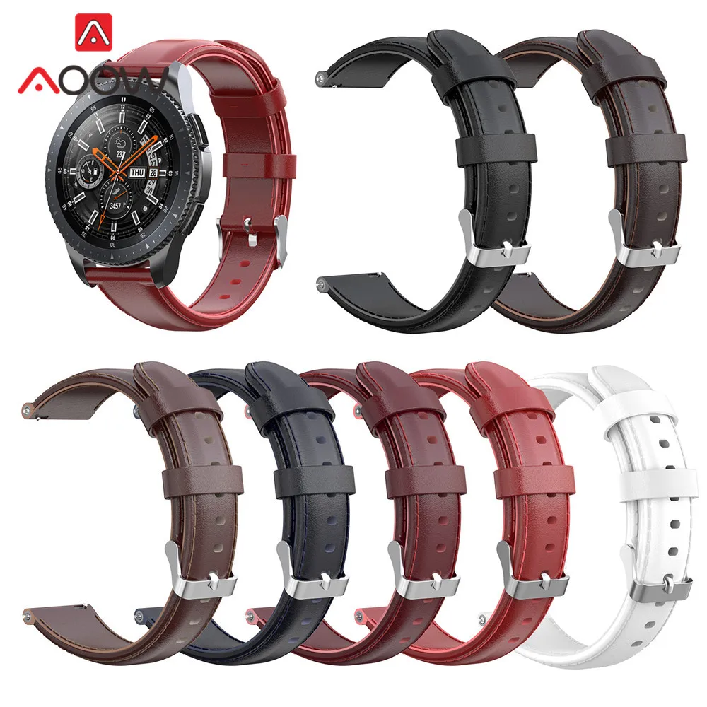 

20mm 22mm Genuine Leather Watchband for Samsung Galaxy Watch 42mm 46mm Active Gear Sport S3 S2 Quick Release Bracelet Band Strap
