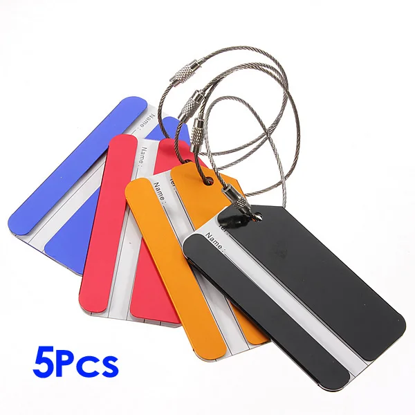 

5 Pcs Holiday Metal Travel Luggage Baggage Suitcase ID Tag Buckle Address Label Holder - Color Random