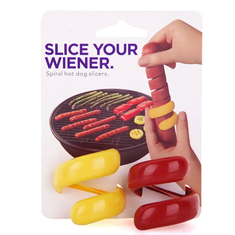 2PCs Manual Fancy Sausage Cutter Spiral Barbecue Hot Dogs Cutter Slicer
