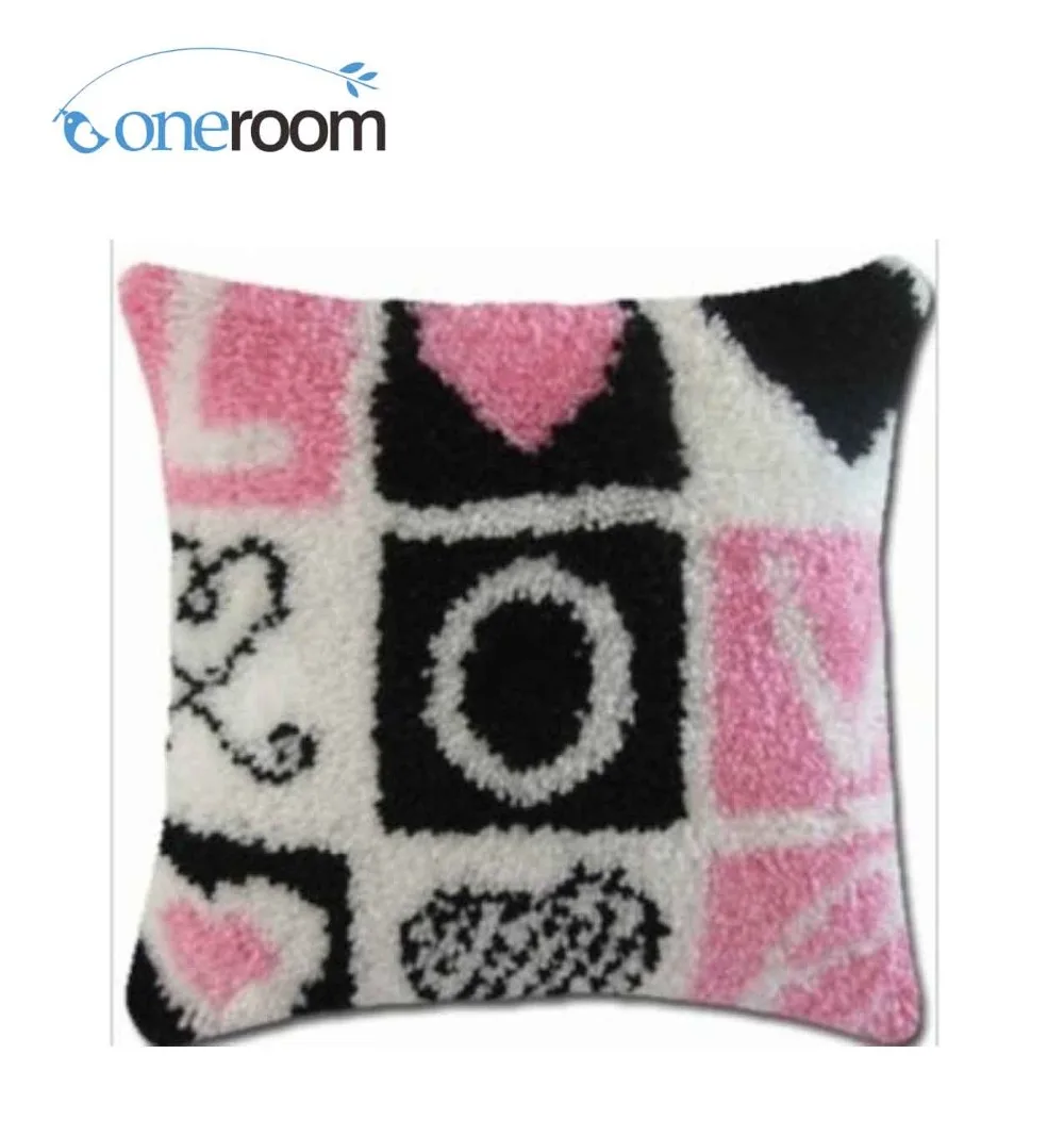 

BZ063 LoveTH Hook Rug Kit Pillow DIY Unfinished Crocheting Yarn Mat Latch Hook Rug Kit Floor