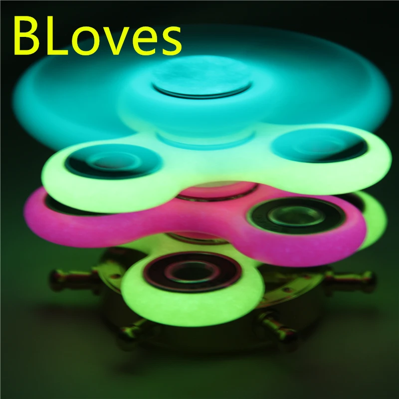 Bloves Brilham No Escuro 4 Cores Tri Fidget Girador Girador Girador Plástico Mão Enigma Anti Stress Para Crianças e Adultos Brinquedos de roda