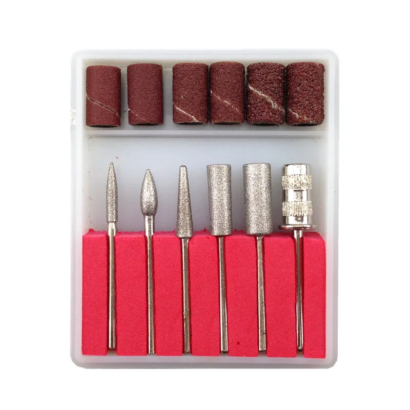6pcs Nail Drill Bits Kit 2.35 rod 6.35mm sanding band file set for