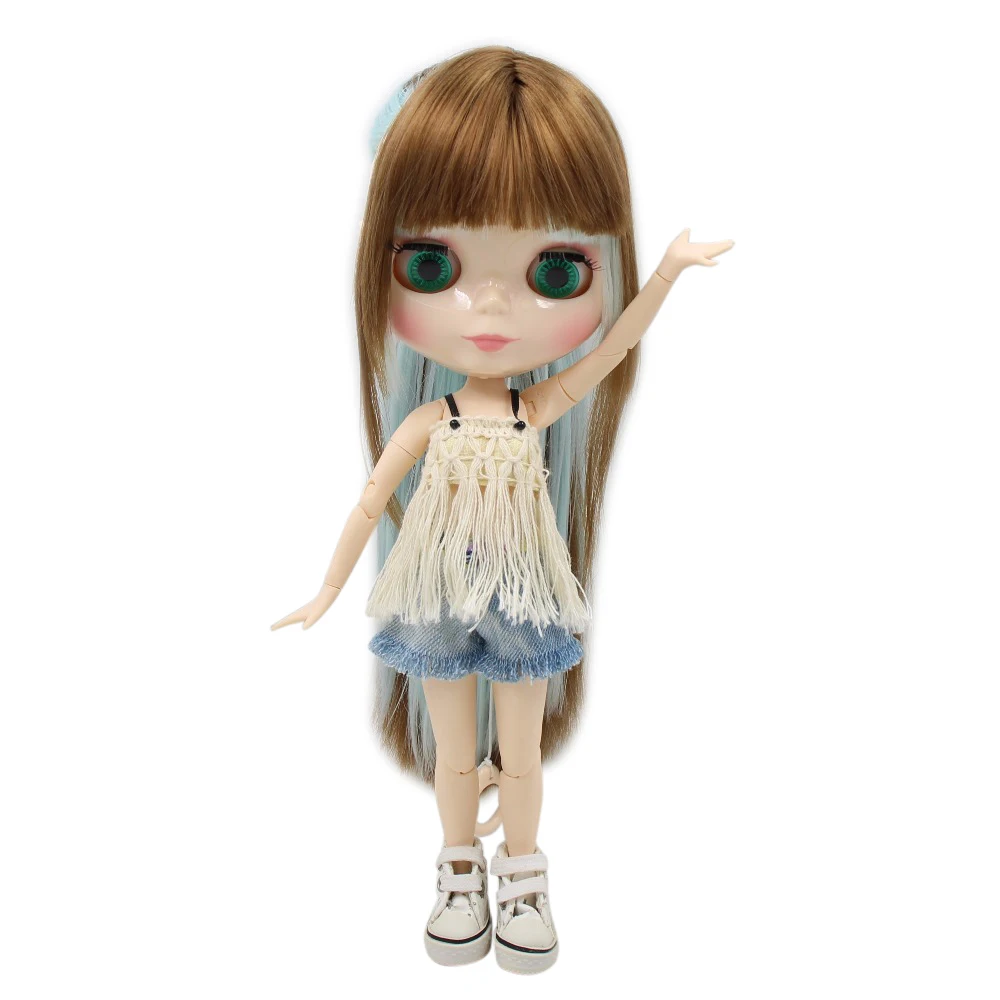 Кукла ICY DBS Blyth коричневые и синие волосы белая кожа шарнирное тело 1/6 bjd 30 см
