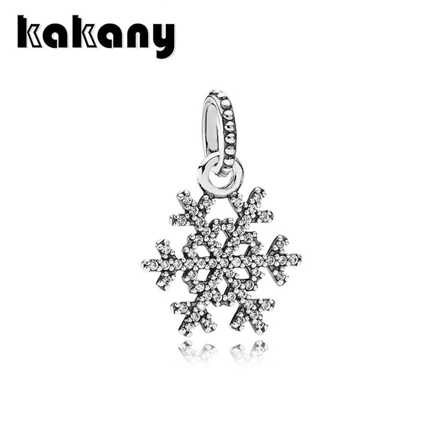 

2019 High Quality 1:1 Original 925 Sterling Silver Snowflake Necklace Pendant Remembrance Day Gift Female Diy Jewelry