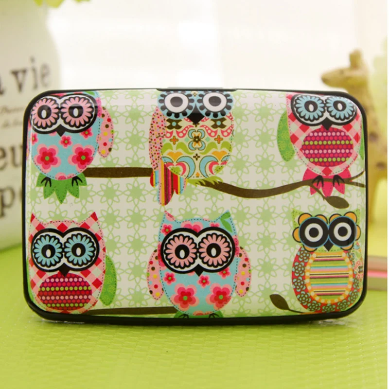 

Women Card Holder ID Credit Cute Animal Printed Owl Cardcase Fashion Pocket Wallet Box Business Passport Bag 2019 New Style