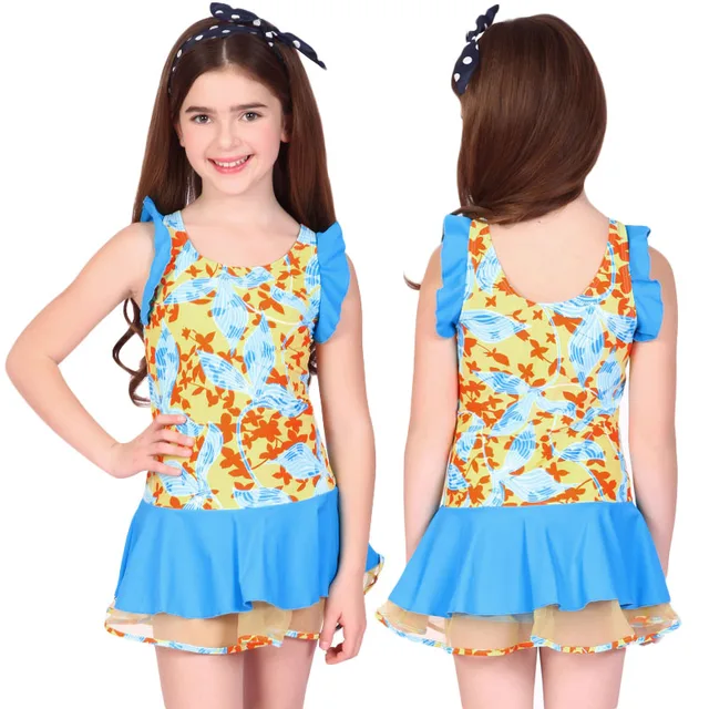 Cheap 6-16 Children's swimwear girls swimming wear 2016 new baby girl swimsuit for kids bathing suit one piece cover up floral 4 color Cheap 6-16 Children's swimwear girls swimming wear 2016 new baby girl swimsuit for kids bathing suit one piece cover up floral 4 color