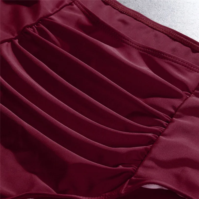 2019 New Summer Women Casual Simple High Waist Ruched Bikini Solid Bottoms Tummy Control Swimsuit Briefs Pants #E01 (22)