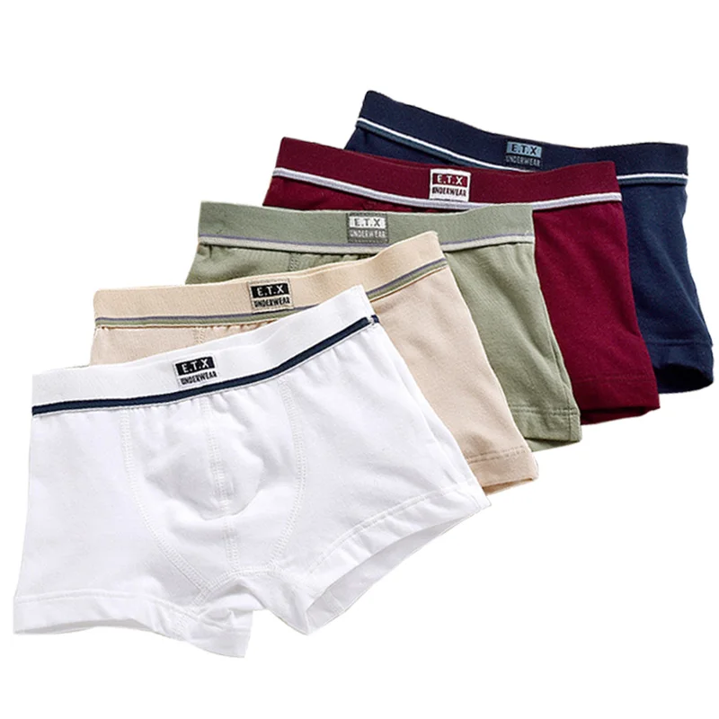 5 Piece/Lot Soft Organic Cotton Kids Underwear Pure Color Baby Boys