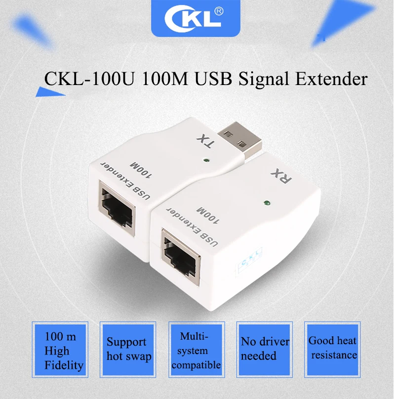 CKL USB удлинитель по CAT5/CAT5E/CAT6 STP кабель для расширения сигнала USB до 50 м/100 м Поддержка WINDOWS 98SE/ME/2000/XP LINUX