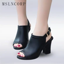 plus size 34-43 Summer Sexy Open Toe Shoes Woman New Women's Sandals Square Heel Gladiator Fashion Nice High Heels Office Dress original intention new gorgeous women sandals nice polka dot open toe chunky heels sandals popular shoes woman plus us size 4 15