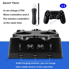 PS4/PS MOVE/PS VR Gampad зарядная станция 2 светодиодный дисплей Многофункциональный двойной док-станция для зарядки контроллера для sony PS4& Slim& Pro