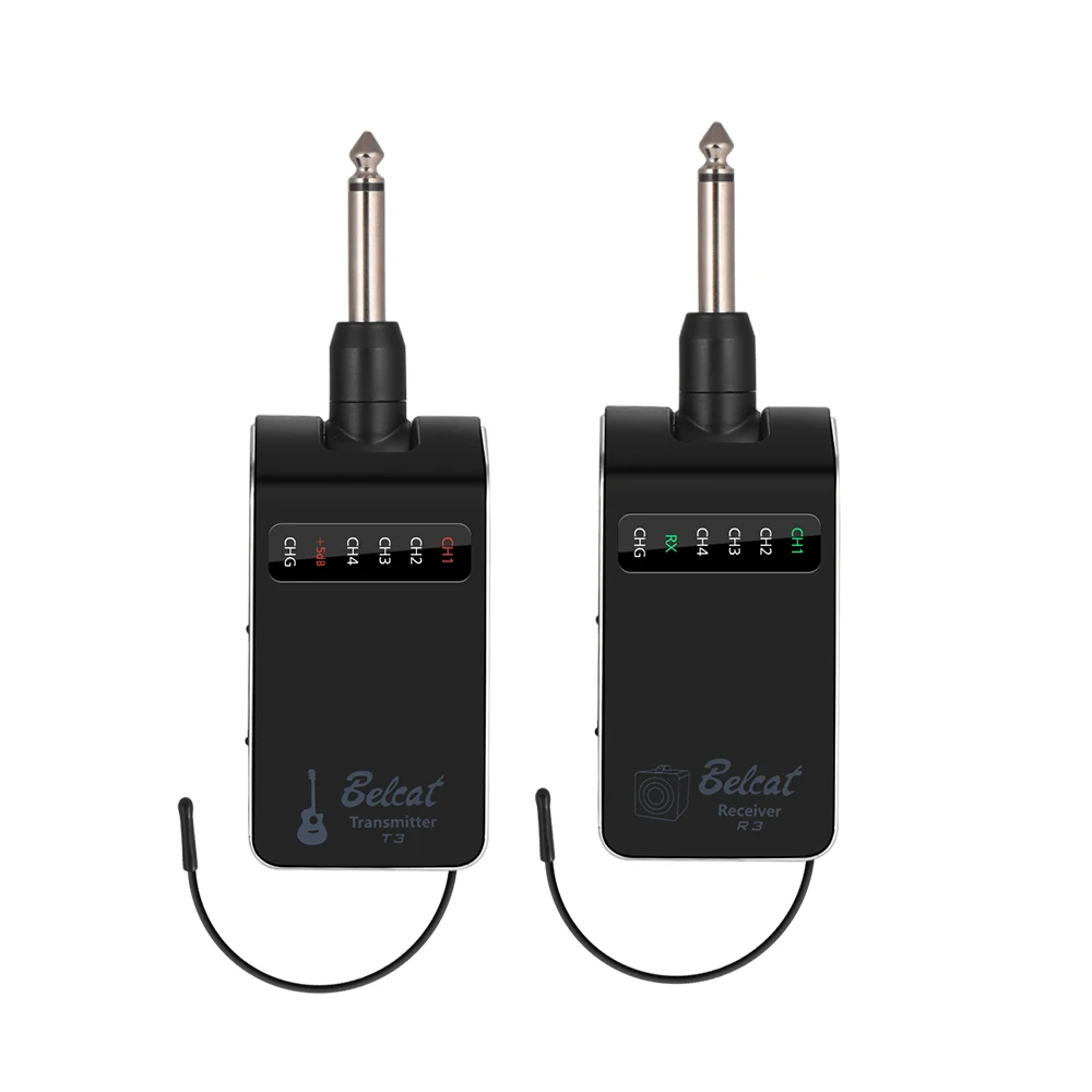 Belcat T3R3 UHF перезаряжаемая Гитара Беспроводная система Электрогитара Бас аудио передатчик приемник 4 канала макс. 100 м Диапазон