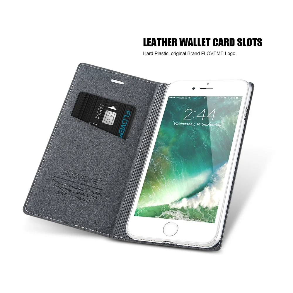 Floveme Wallet Case For iPhone 6S 6 7 8 Plus X Business Leather Flip Stand Phone Cases 5S SE 10 Shell Accessories чехол на айфон 5s 6s