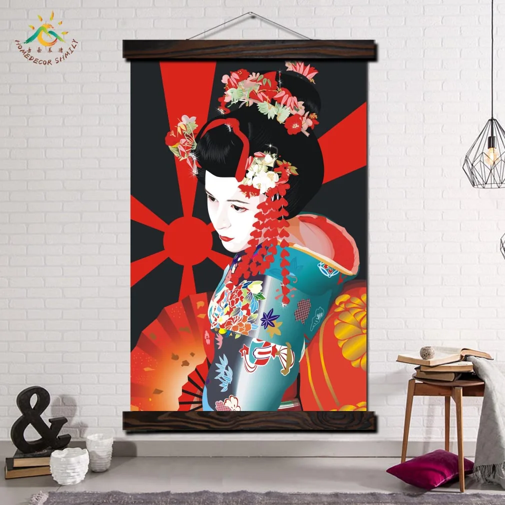 

Japan Geisha Art Canvas Art Painting Wall Art Poster Home Decoration Scroll Painting Posters And Prints Pictures for Living Room