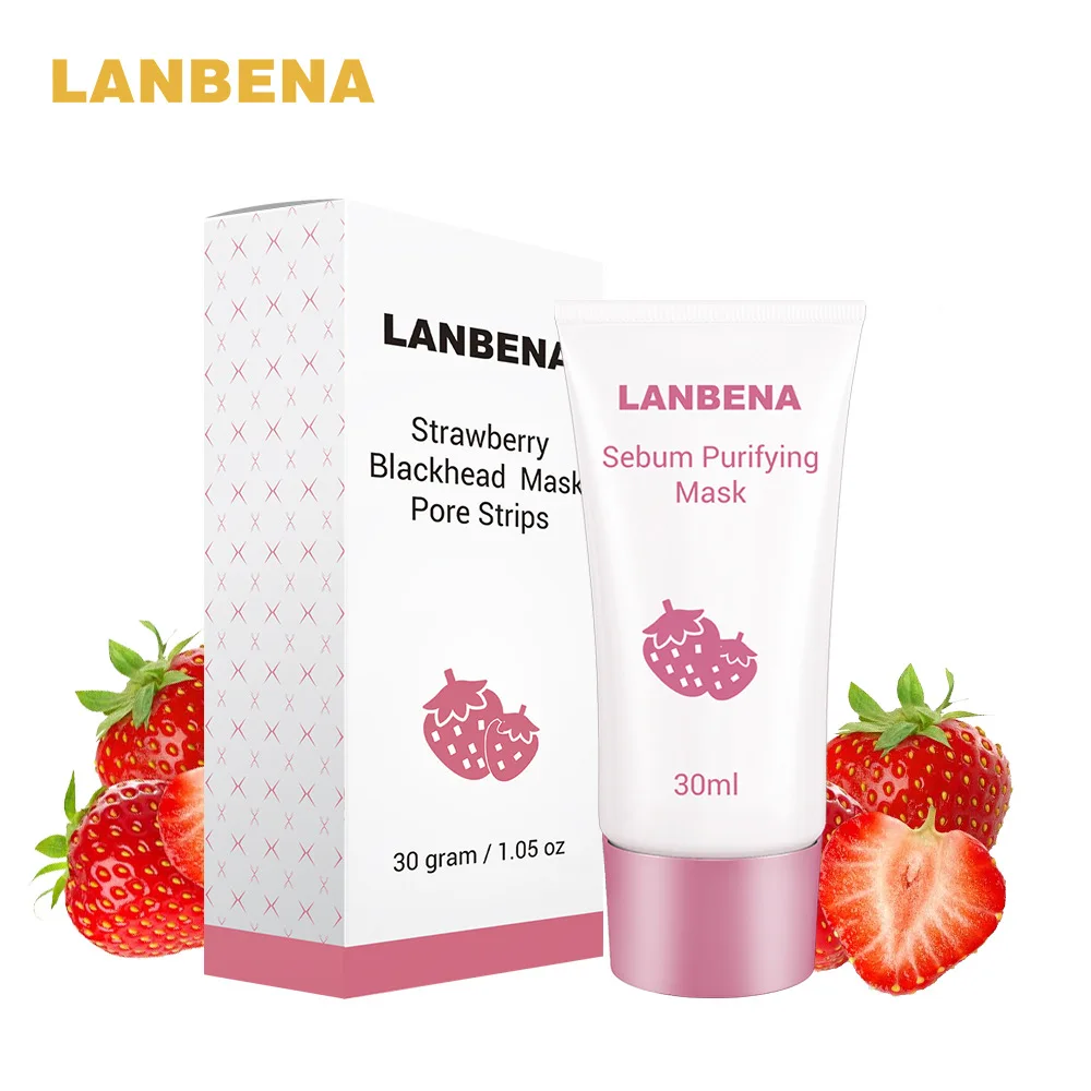 LANBENA Blackhead Remover Nose Mask Strawberry Pore Strip Black Mask Peeling Acne Treatment Oil Control Mask Skin Care TSLM1