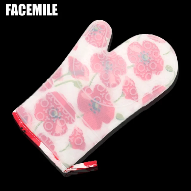 Best Price Heat Resistant silicone kitchen gloves Oven Mitts Thicker Silicone Cooking Glove Microwave Oven Kitchen Print Gloves 
