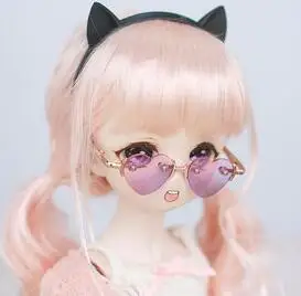 Новинка 1/3, аксессуары для кукол Uncle BJD SD MDD, полупрозрачные очки в форме сердца из полихроматического персика - Цвет: B Powder blue