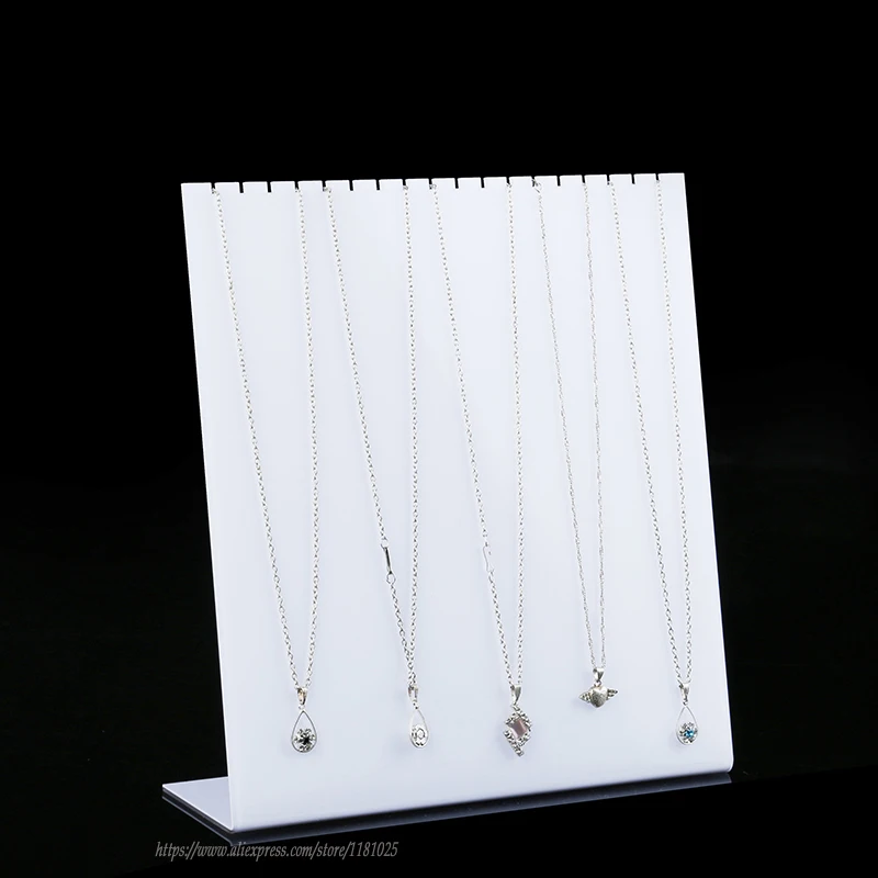 

High Quality Multi - Necklace Acrylic White Necklace Display Stand Necklace Holder Pendant Showing Rack Jewelry Showcase