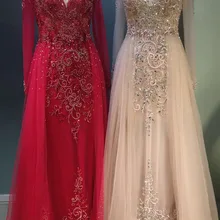 Пышность manches longues la розовая одежда вечер longue femme V шеи тюль с длинным рукавом вечернее платье с линии окраине