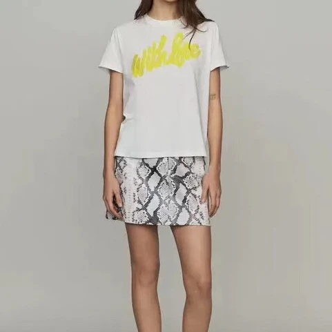 

2019 spring and summer new fashion heavy letter embroidery women casual wild cotton T-shirts