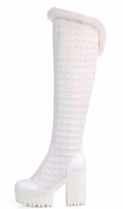 Женские зимние теплые сапоги до колена из натуральной кожи с натуральным лицевым покрытием и кроличьим мехом; модные ботинки на высоком каблуке; 1116