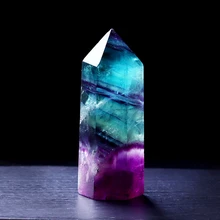 1 шт., натуральный флюорит, шестиугольная колонна, кристалл, целебная палочка, минеральный кристалл, украшение дома, камень, украшение для Кабинета