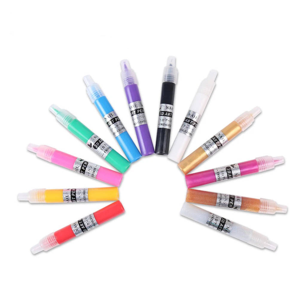 

5/12Pcs Multi-Colors Nail Polish Pen Set Carved Nail Pen For Nail Art Nail Polish Remover Pens Cleaner Mistake Tool Nails Glue