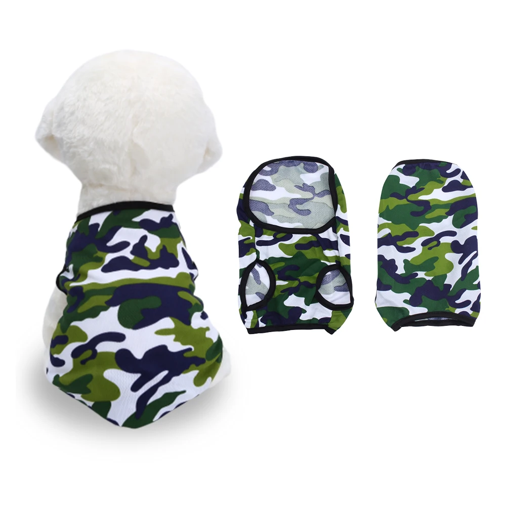 

Summer Pet Vests for Dogs Camouflage Breathable Dog Clothes Summer Paddy Cotton Pet T-shirts for Small/Medium/Large Dog XS-XXL