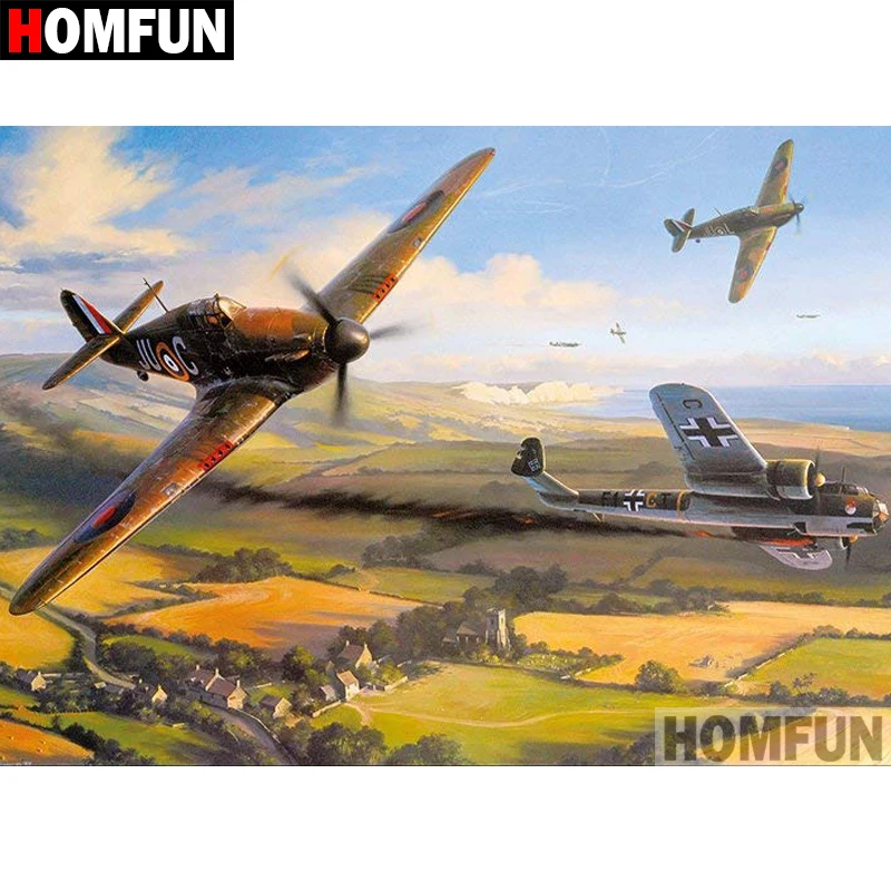 

HOMFUN 5D DIY Diamond Painting Full Square/Round Drill "Fighter Scenic" Embroidery Cross Stitch gift Home Decor Gift A08181