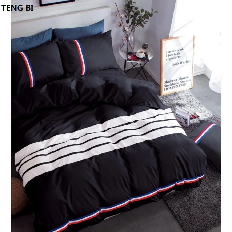 2018 new fashion luxury home textile bedding set Solid color bed linens