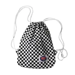 Холст Drawstring сумка плед Для женщин с карманом рюкзак небольшой мешок школы путешествия Размеры Bolsos рюкзаки мешки с завязками 50Z0095