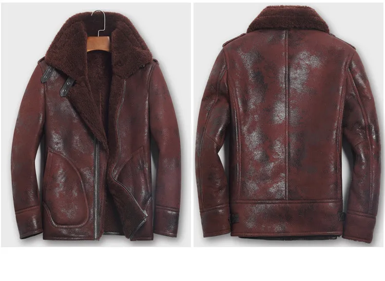 Мужская куртка из натуральной кожи, зимняя куртка из овчины, пальто для мужчин, натуральный мех ягненка, куртка-бомбер размера плюс, Veste 156-1 MY1916