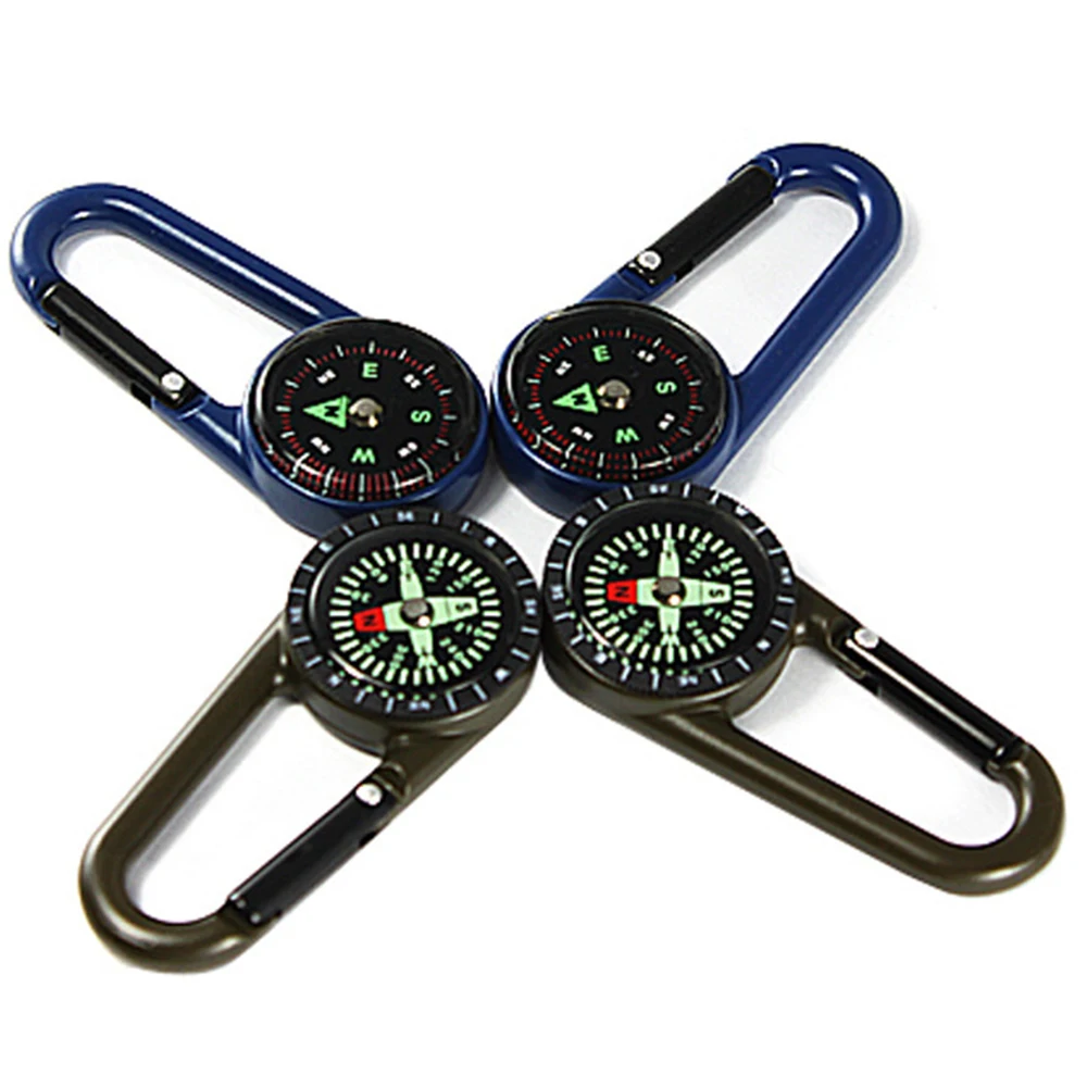 1pc Mini Compass Keychain New Multifunctional Hiking Metal Carabiner