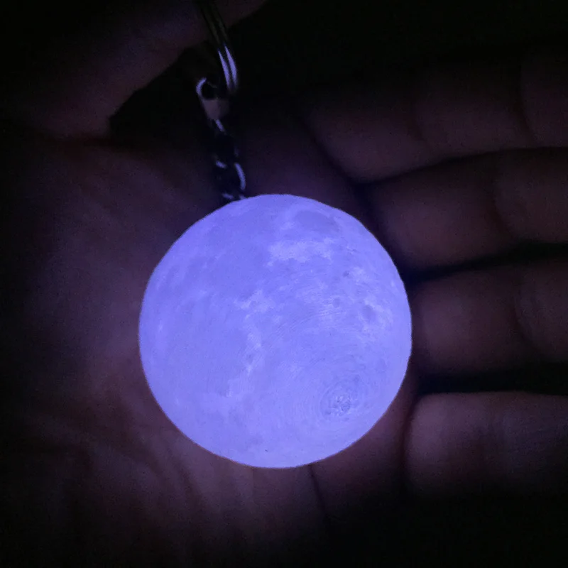 Mini 3D Print Moon Lamp 4cm LED Night Lights Novelty Moon Lamps Keychain Button Battery Powered Key Holder Bag Pendant Baby Gift (12)